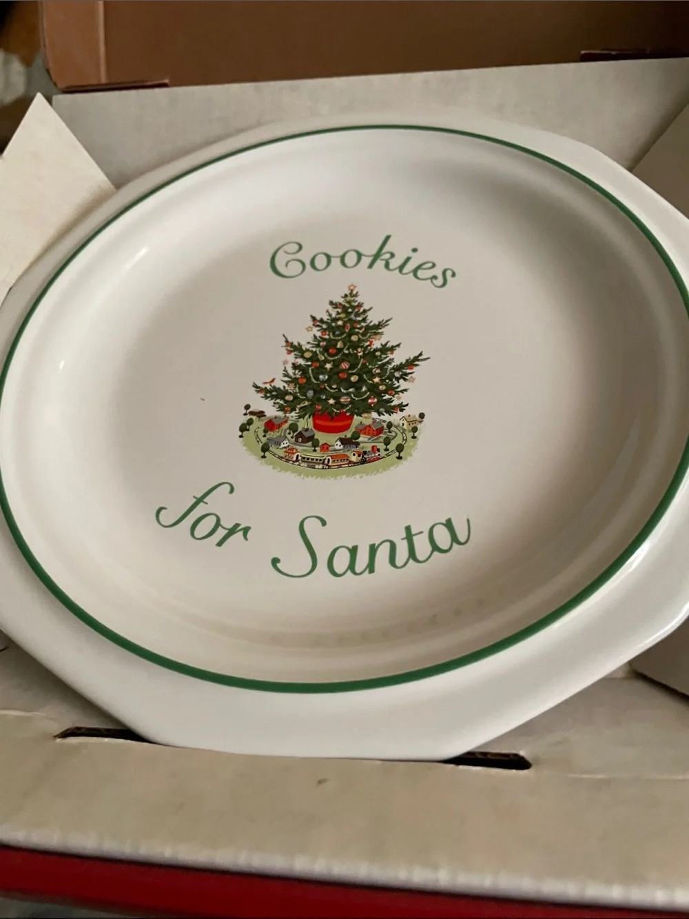 Pfaltzgraff White Ceramic 'Cookies for Santa' Plate with Green Trim